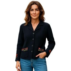 Pendleton Vintage Merino Wool Black Embroidered‎ Women's Jacket MP